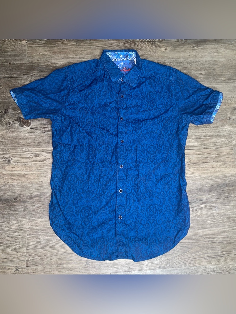 Robert Graham Shirt S Business Casual Preppy Designer Quiet Luxury Floral Blue